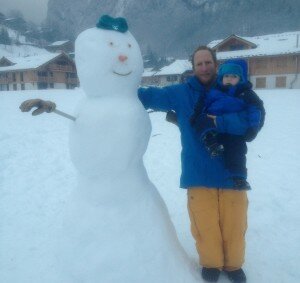 Barney's first snowman! 